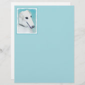 Borzoi (wit) schilderen - Kute Original Dog Art (Voorkant / Achterkant)