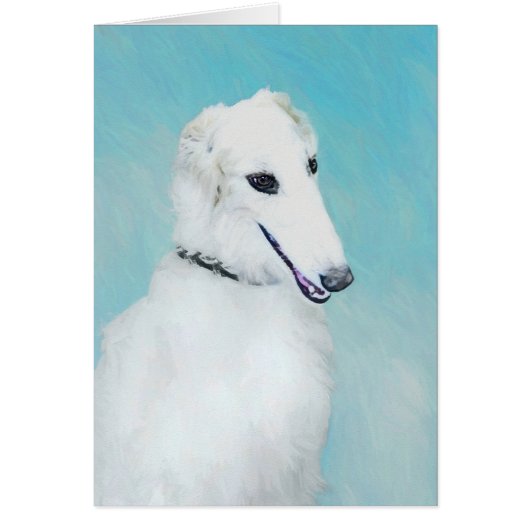 Borzoi (wit) schilderen - Kute Original Dog Art (Voorkant)