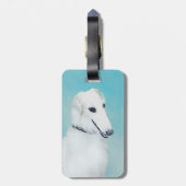 Borzoi (wit) schilderen - Kute Original Dog Art Bagagelabel (Achterkant verticaal)