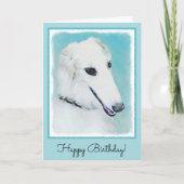 Borzoi (wit) schilderen - Kute Original Dog Art Kaart (Voorkant)
