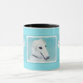 Borzoi (wit) schilderen - Kute Original Dog Art Mok (Midden)