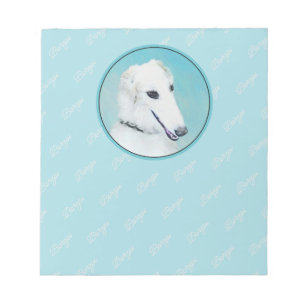 Borzoi (wit) schilderen - Kute Original Dog Art Notitieblok