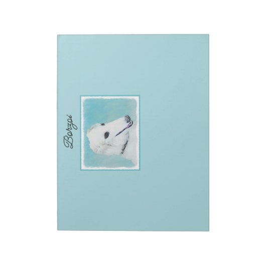 Borzoi (wit) schilderen - Kute Original Dog Art Notitieblok (Gedraaid)