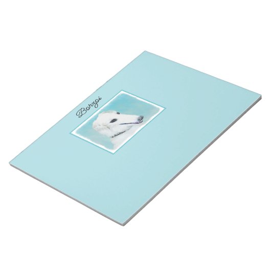 Borzoi (wit) schilderen - Kute Original Dog Art Notitieblok (Schuin)