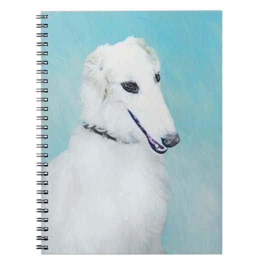 Borzoi (wit) schilderen - Kute Original Dog Art Notitieboek (Voorkant)