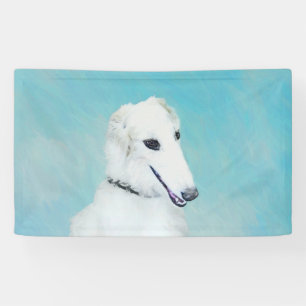 Borzoi (wit) schilderen - Kute Original Dog Art Spandoek