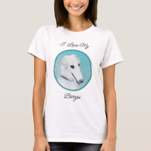 Borzoi (wit) schilderen - Kute Original Dog Art T-shirt