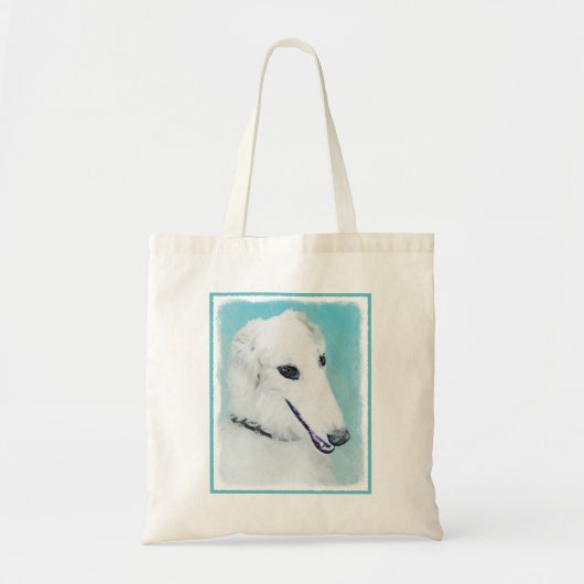 Borzoi (wit) schilderen - Kute Original Dog Art Tote Bag (Voorkant)