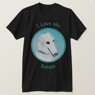 Borzoi (Wit) Schilderij - Grappige Originele Honde T-shirt