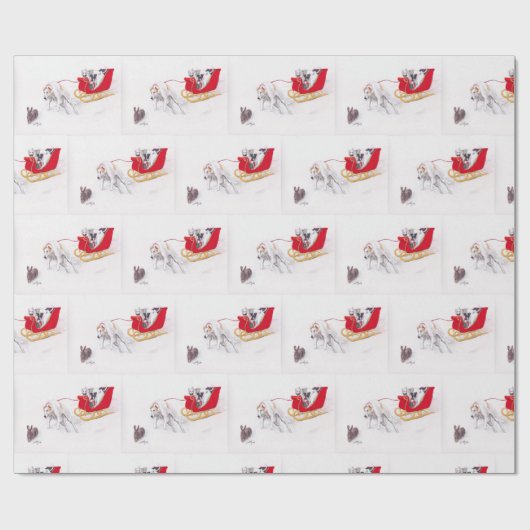 Borzoi Wolfhound Dog Art kerstpapier Cadeaupapier (Vlak)