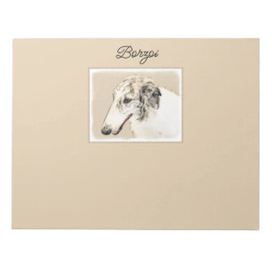 Borzoi (Zilver gestreept) Schilderij Originele Hon Notitieblok