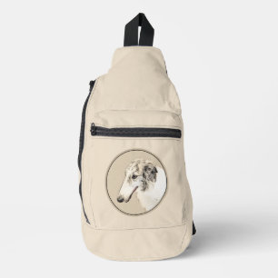 Borzoi Zilveren Brindle Schilderij Wolfshond Dog A Sling Bag