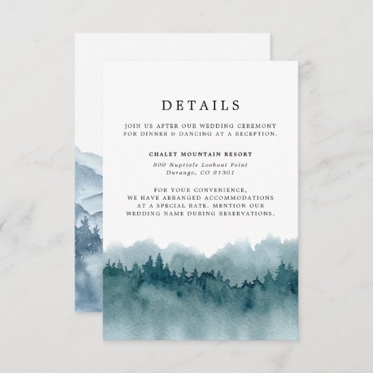 Bos Aquarel Trouwdetails Informatiekaartje (Voorkant / Achterkant)
