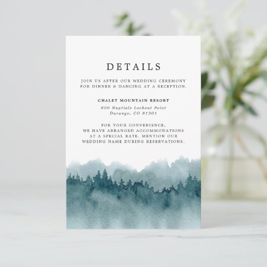 Bos Aquarel Trouwdetails Informatiekaartje (Staand voorkant)