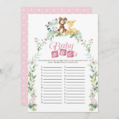 Bos Baby Shower Baby ABC's Spel Kaart (Voorkant / Achterkant)
