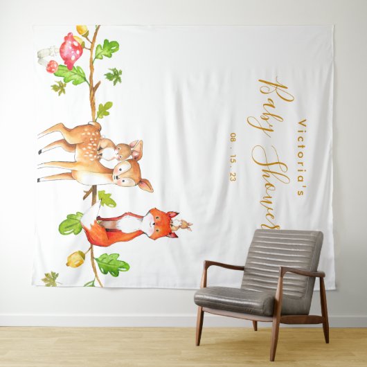 Bos Baby Shower Fotokiosk Achtergrond Wandkleed (In Situ (horizontaal))