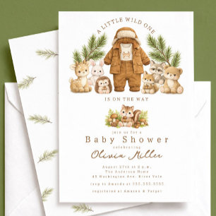 Bos Baby Shower Uitnodiging Jongen Rustiek