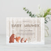 Bos Baby shower uitnodiging Wintersneeuwvlokken (Staand voorkant)