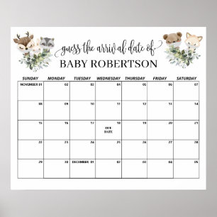 Bos Babyborrel Raad de Bevalling Datum Kalender Poster