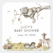 Bos-babyshower Vierkante Sticker (Voorkant)