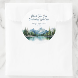 Bos Berg Rustieke Avontuur Baby Shower Ronde Sticker