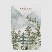 Bos Berglandschap Waterverf Golfhanddoek (Voorkant)