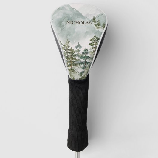 Bos Berglandschap Waterverf Golfheadcover (Voorkant)