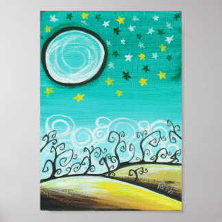 Bos bij nacht poster