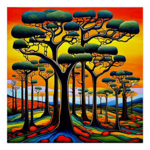 Bos bij zonsondergang perfect poster