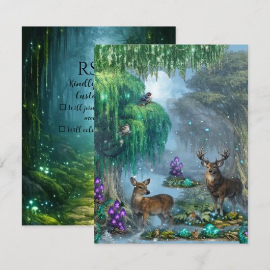Bos Bioluminescentie in het Maanlicht RSVP Kaartje (Voorkant / Achterkant)