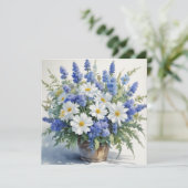 Bos bloemen elegante aquarel bedankkaart (Staand voorkant)