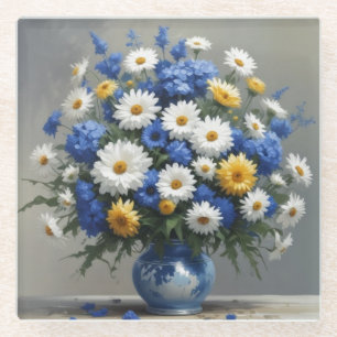 Bos bloemen Elegante aquarel Glazen Onderzetter