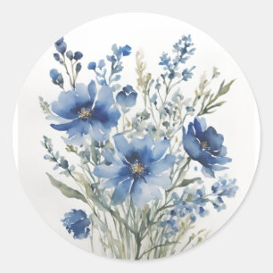 Bos bloemen elegante aquarel ronde sticker