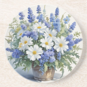 Bos bloemen Elegante aquarel Zandsteen Onderzetter