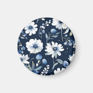 Bos bloemen Elegante waterverf blauw Magneet
