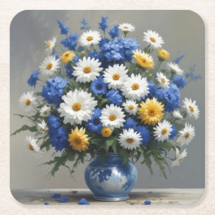 Bos Bloemen Elegante Waterverf Vierkante Kartonnen Onderzetter