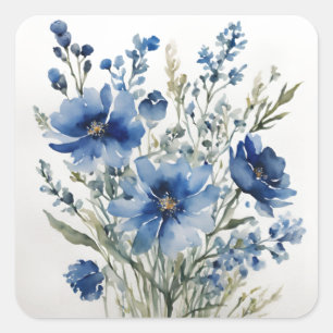 Bos Bloemen Elegitieve Waterverf Vierkante Sticker