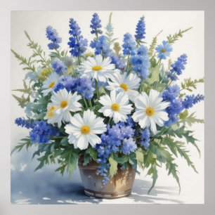 Bos bloemen Elegitische waterverf Poster