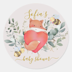 Bos bosdieren rustieke Boho Baby shower Ronde Sticker