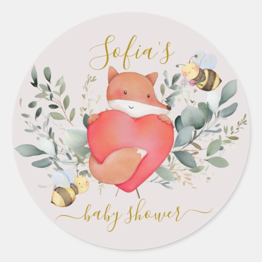 Bos bosdieren rustieke Boho Baby shower Ronde Sticker (Voorkant)