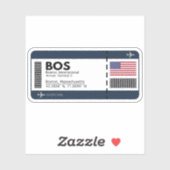 BOS Boston Airport Boarding Pass Sticker - USA (Feuille)