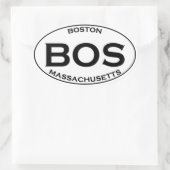 BOS - Boston Massachusetts Oval Logo Ovale Sticker (Tas)