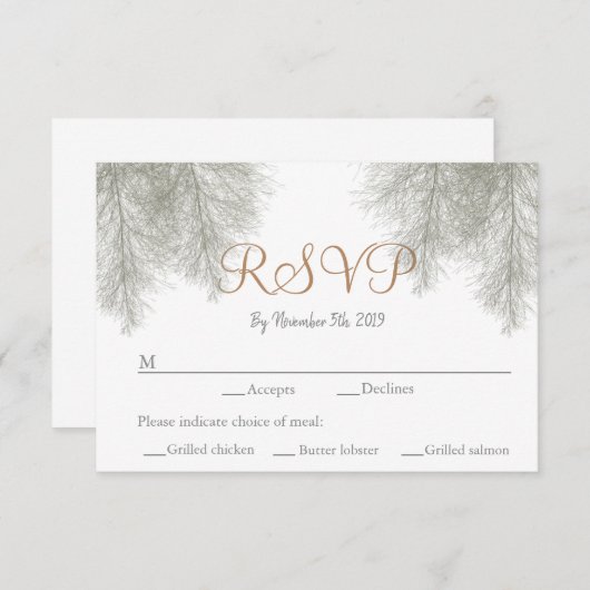 Bos Bruiloft Berg Bruiloft Een Winter Bruiloft RSVP Kaartje (Voorkant / Achterkant)