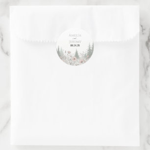 Bos Bruiloft Ronde Sticker