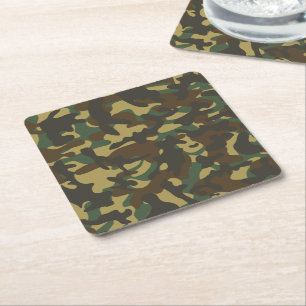 Bos camouflage  vierkante kartonnen onderzetter