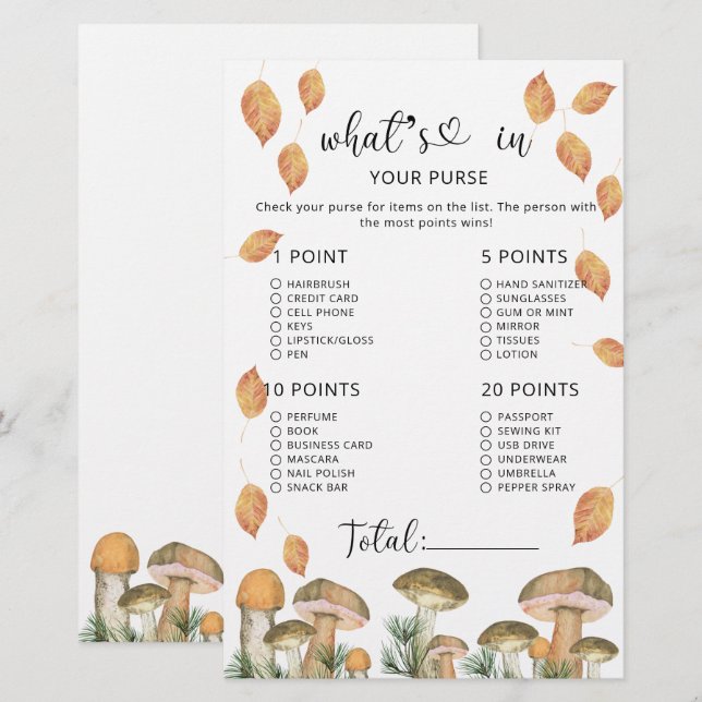 Bos champignons whats in je tas baby shower (Voorkant / Achterkant)