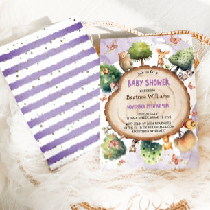 Bos Cute Dieren Watercolor Baby Meisje Shower Kaart