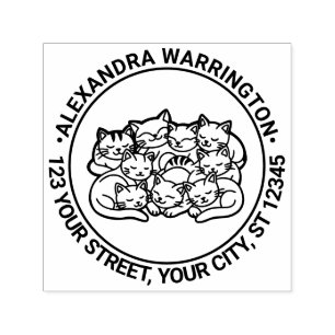 Bos Cute Slaande Katten Naam Retouradres #2 Zelfinktende Stempel