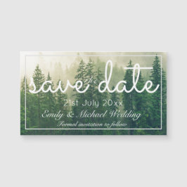 Bos dennenbomen Save The Date Magnetische Huwelijk