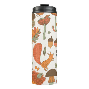 Bos dieren: herfst kleurrijke achtergrond. thermosbeker